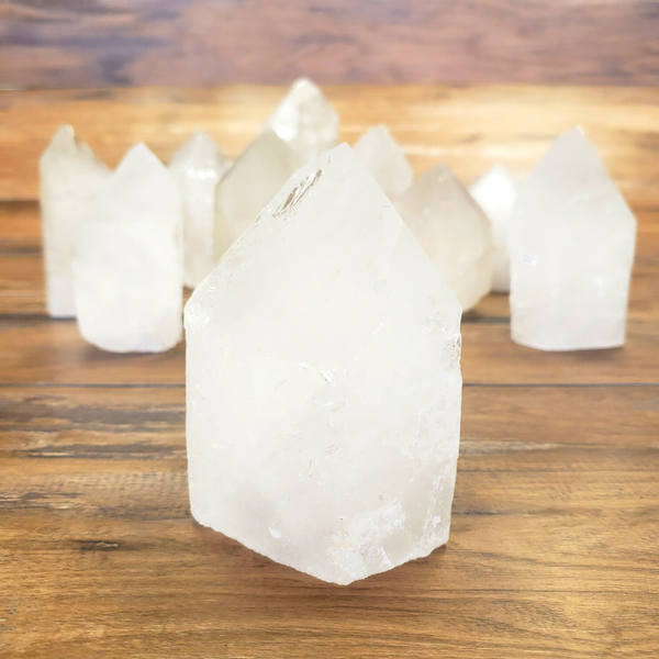Wholesale Clear Quartz Rough Pillars with Polished Tips 4 to 7" - Sold by Piece-Pillars-Angelic Healing Crystals Wholesale