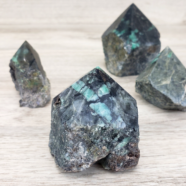 Wholesale Emerald Rough Pillars with Polished Tips 2 to 4" - Sold by Piece-Pillars-Angelic Healing Crystals Wholesale