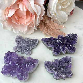 Amethyst Druzy Butterfly 2-3.5"-Carved Crystals-Angelic Healing Crystals Wholesale