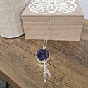 Amethyst Druzy w/ Crystal Quartz Dangle Necklace-Necklaces-Angelic Healing Crystals Wholesale