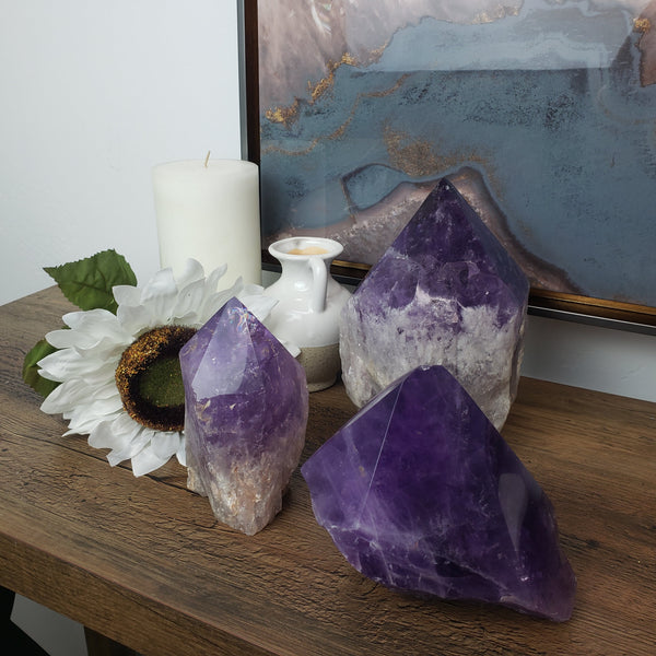 Amethyst Polished Tip Statement Piece 5-7"-Pillars-Angelic Healing Crystals Wholesale