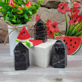 Black Tourmaline w/ Iron Polished Pillars-Variants-Pillars-Angelic Healing Crystals Wholesale
