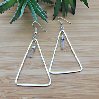 Clear Quartz Point Triangle Earrings-Earrings-Angelic Healing Crystals Wholesale