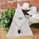 Evil Eye W/ Tourmaline Layered Necklace - Brazil-Necklaces-Angelic Healing Crystals Wholesale