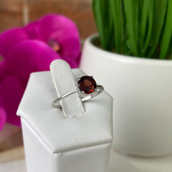 Garnet Gemstone Ring (oval, rectangle, round cuts) Faceted with Sterling Silver Sized Band-Rings-Angelic Healing Crystals Wholesale