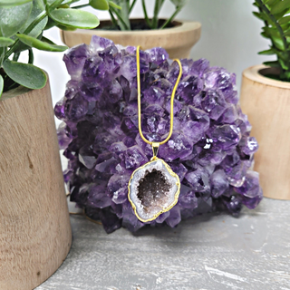 Oco Geode Half Plated Pendant 1-1.5"-Pendants-Angelic Healing Crystals Wholesale