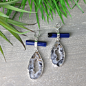 Oco Geode Slice w/ Blue Qtz Earrings 1"-2"-Earrings-Angelic Healing Crystals Wholesale