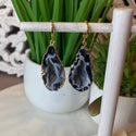 Oco Half Geode Plated Earrings 2"-Earrings-Angelic Healing Crystals Wholesale