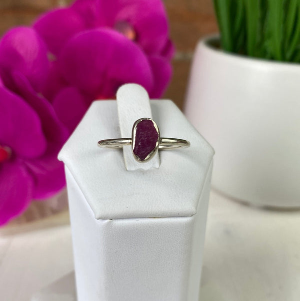 Rough Gemstone Ring (Pink Tourmaline, Emerald, Black Tourmaline, Rhodolite, Rose Qtz, Ruby) Sterling Silver Sized Ring-Rings-Angelic Healing Crystals Wholesale