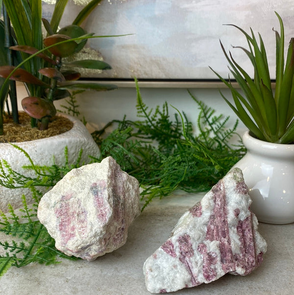 Rough Pink Tourmaline on Matrix Chunks 3-6"-Rocks & Fossils-Angelic Healing Crystals Wholesale