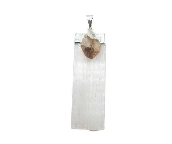 Selenite Blade Silver Plated Pendant (Citrine, Amethyst, Kyanite, Tourmaline)-Pendants-Angelic Healing Crystals Wholesale