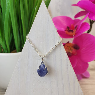 Tanzanite Rough Sterling Silver Pendant (prong set)-Pendants-Angelic Healing Crystals Wholesale