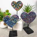 Titanium Quartz Druzy Heart on Stand-0.50-0.79kg-Hearts-Angelic Healing Crystals Wholesale